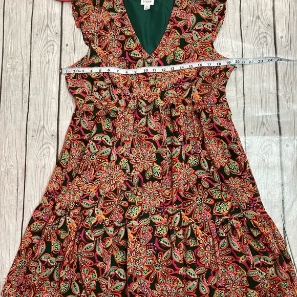 J.Crew Factory Floral Print Ruffle V-neck Mini Dress - Picture 8 of 14